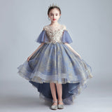 Princess Charlotte Flower Girl Dress Model Catwalk Host Costume for Piano Performance Wedding Children Princess Dress