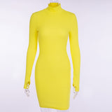 Winter Formal Dresses Autumn and Winter Long Sleeve Underwear Turtleneck Short Skirt Tight Long Sleeve Dress for Women