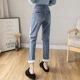 Women Patchwork Jeans Stitching Harem Pants