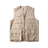 Men Sweater Vest Multi-Pocket Workwear Vest Men's Sleeveless Jacket Harajuku Style Loose Vest