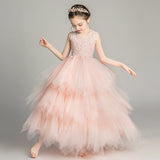 Princess Charlotte Flower Girl Dress Princess Wedding  Children Girl Evening Dress Little Host Costume for Piano Performance