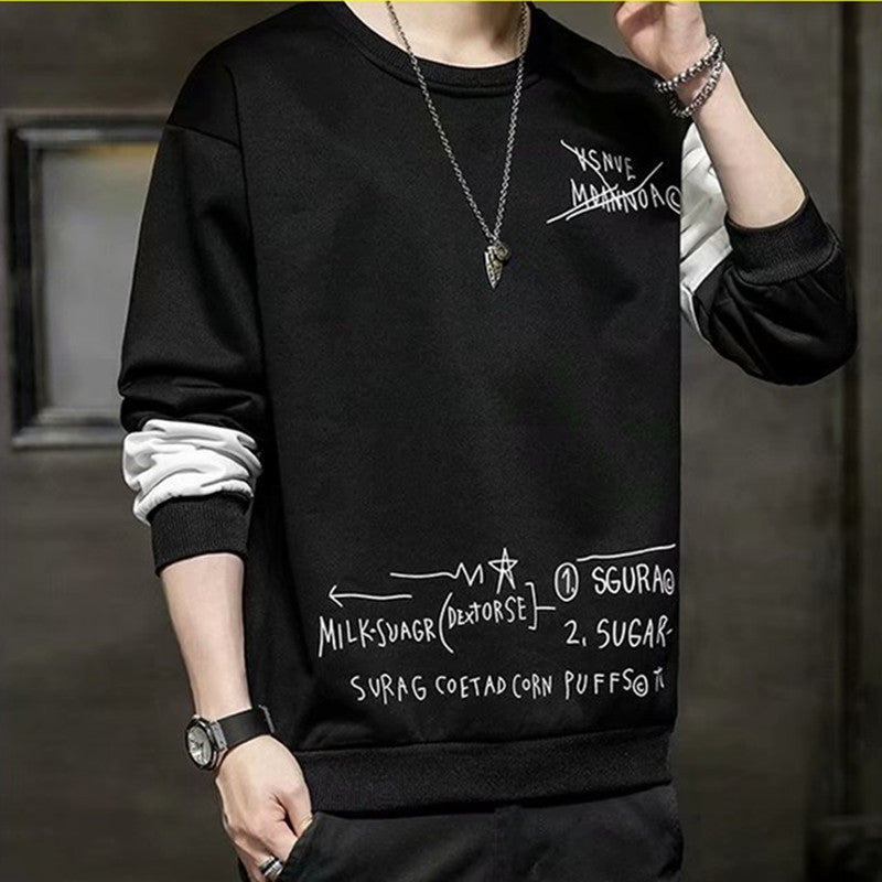 Men Sweatshirts Long-Sleeved T-shirt Men's Spring and Autumn Loose round Neck