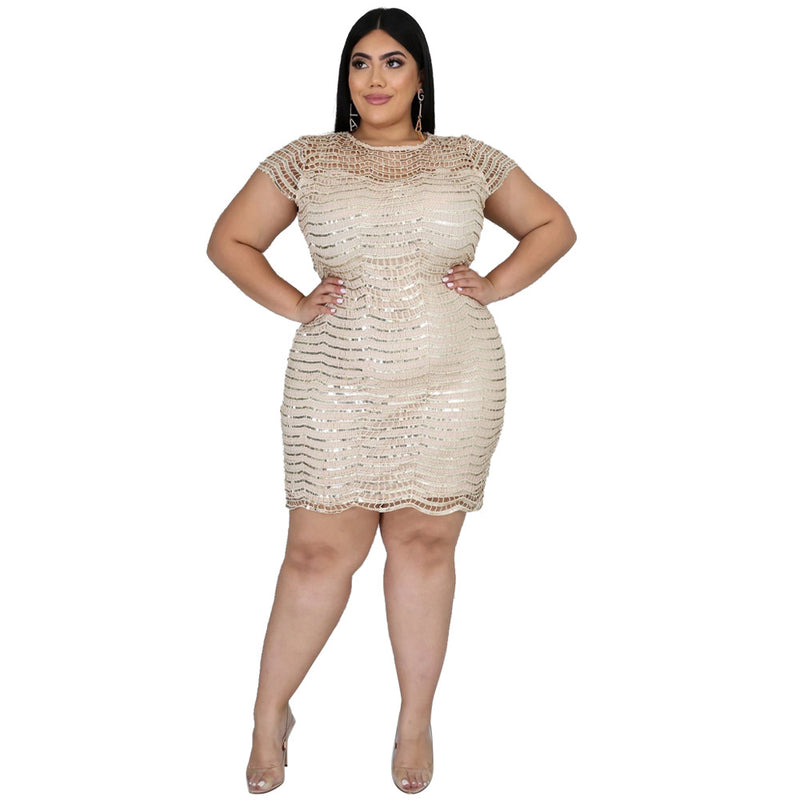Nina Parker Black Dress Sequin Sexy Temperament plus Size Dress