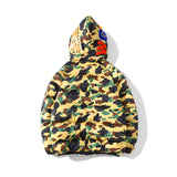 Shark Print Coat Shark Head Fashion Camouflage Hooded Zipper Cotton-Padded Coat For Men And Women