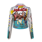 Punk Rock Jacket Motorcycle Leather Coat for Women Short Coat for Women