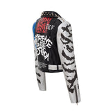 Punk Rock Jacket Slim-Fitting Biker Leather Coat for Women