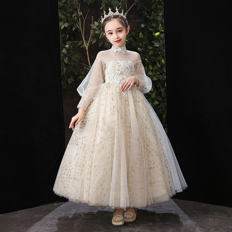 Princess Charlotte Flower Girl Dress Children Host Costume for Piano Performance Evening Dress