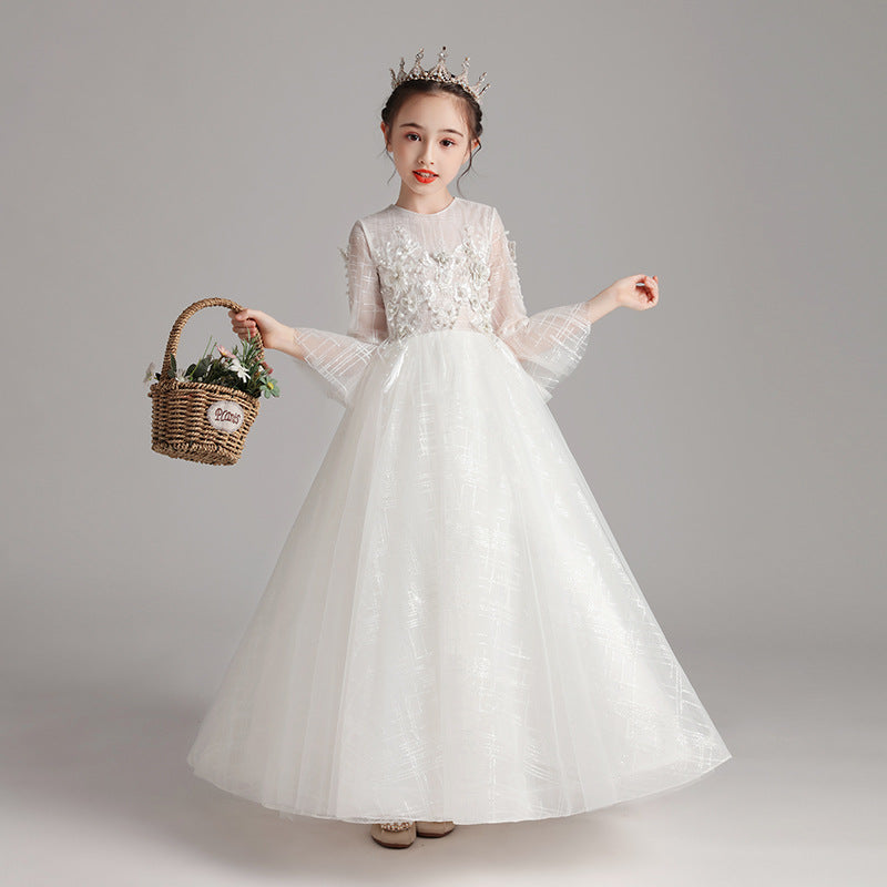 Princess Charlotte Flower Girl Dress Evening Gown Wedding Dress for Children Host Performance Costume Birthday