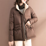 Women Winter Coats Puffer Jacket Down Coat Winter Drawstring Lightweight Down Jacket Stand Collar White Down Jacket