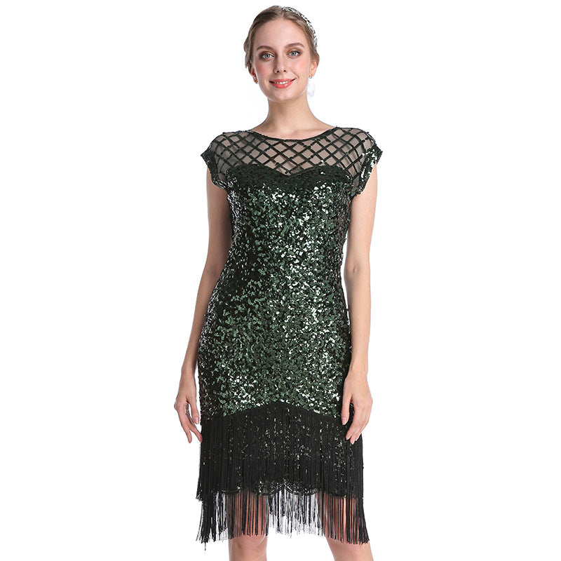 1920S Dress Women's Sexy Dress Fashion plus Size Pearl Embroidery Sequins