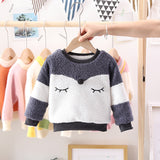 Girl Pullover Sweaters Autumn and Winter Cartoon Velvet Padded Thickened Sweater