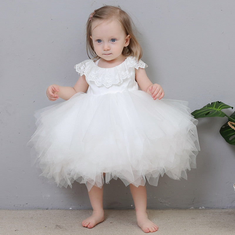 Princess Charlotte Flower Girl Dress Baby and Infant Wedding White Birthday Dress