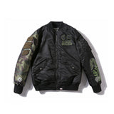 Shark Print Coat Autumn And Winter Fashion Brand Camouflage Sleeve Thickened Men'S Casual Cotton-Padded Clothes Coat