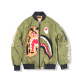 Shark Print Coat Golden Autumn And Winter Men And Women Teenagers Fashionable Cotton Coat Jacket Coat Cotton-Padded Jacket