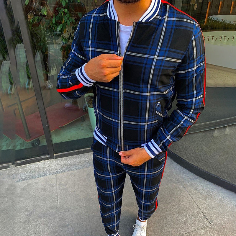 Men Tracksuit Spring and Autumn Men's Coat Trousers Casual Long Sleeve