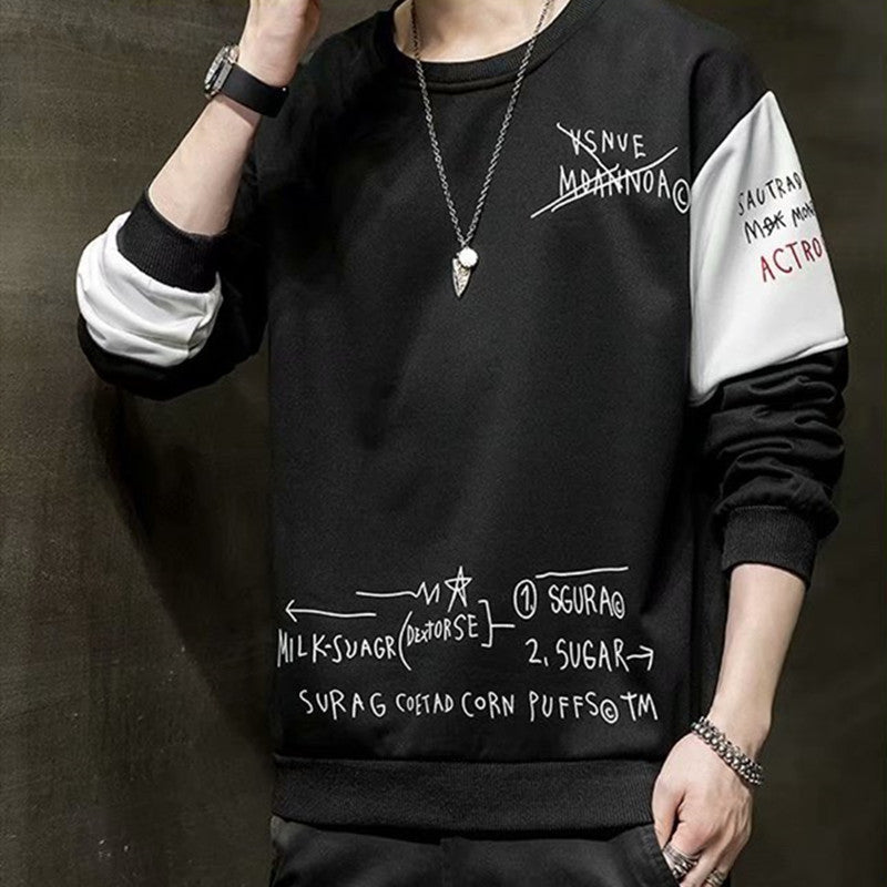 Men Sweatshirts Long-Sleeved T-shirt Men's Spring and Autumn Loose round Neck