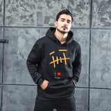 Men Graphic Hoodie Fashion Trend Velvet Padded Hooded Sweatshirt