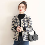 90S Outfits Autumn Winter Coat Women's Black and White Contrast Color Jacket