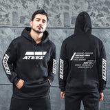 Men Graphic Hoodie Ateez Loose Men's and Women's Printed Hooded Fleece Lined Sweater