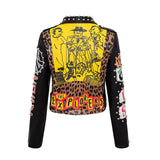Punk Rock Jacket Fall/Winter Rivet Coat Top Slim-Fit Leather Coat Women
