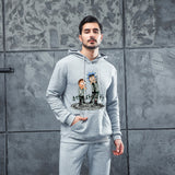 Men Graphic Hoodie Fashion Casual Velvet Padded Hooded Sweatshirt