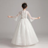 Princess Charlotte Flower Girl Dress Evening Gown Wedding Dress for Children Host Performance Costume Birthday