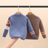 Boys Fair Isle Sweater Children's Mink Fur Thickened Sweater Student