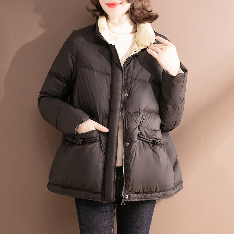 Women Winter Coats Puffer Jacket Down Coat Winter Drawstring Lightweight Down Jacket Stand Collar White Down Jacket
