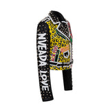 Women Leather Jacket Biker Motorcycle Coat Graffiti Printing Leather Coat Motorcycle Jacket Pu Coat for Women