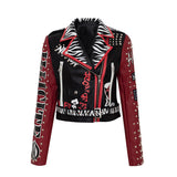Punk Rock Jacket Autumn and Winter Rivet Graffiti Leather Coat