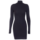Winter Formal Dresses Autumn and Winter Long Sleeve Underwear Turtleneck Short Skirt Tight Long Sleeve Dress for Women