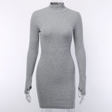 Winter Formal Dresses Autumn and Winter Long Sleeve Underwear Turtleneck Short Skirt Tight Long Sleeve Dress for Women