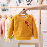 Girl Pullover Sweaters Autumn and Winter Cartoon Velvet Padded Thickened Sweater