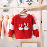 Girl Pullover Sweaters Autumn and Winter Cartoon Velvet Padded Thickened Sweater