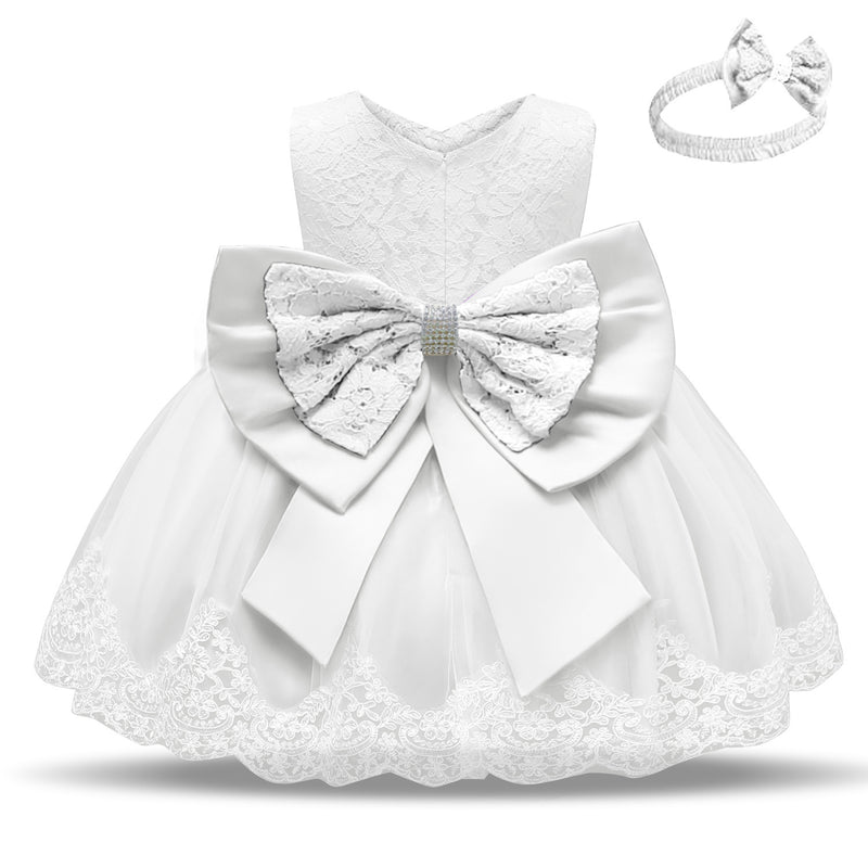 Toddler Girls Sequin Gown Dress Baby Princess Dress One Year Old Celebration Dress Bow Lace Dress Baby Dresses