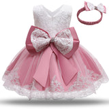 Toddler Girls Sequin Gown Dress Baby Princess Dress One Year Old Celebration Dress Bow Lace Dress Baby Dresses