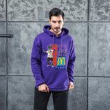 Men Graphic Hoodie Fashion Casual Men and Women Velvet Padded Hooded Sweatshirt