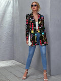Boyfriend Floral Blzer Fashion Print Small Business Suit Coat Women's Clothing