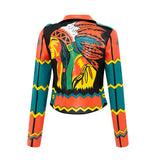 Women Leather Jacket Biker Motorcycle Coat Winter Women's Clothing Coat Graffiti Printing Short
