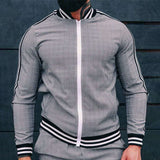 Men Tracksuit Spring and Autumn Fashion Gray, Long Sleeve Coat Casual Casual Men's Clothing