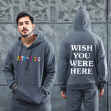 Men's Graphic Sweater Fashion Men's and Women's Velvet Padded Hooded Sweatshirt