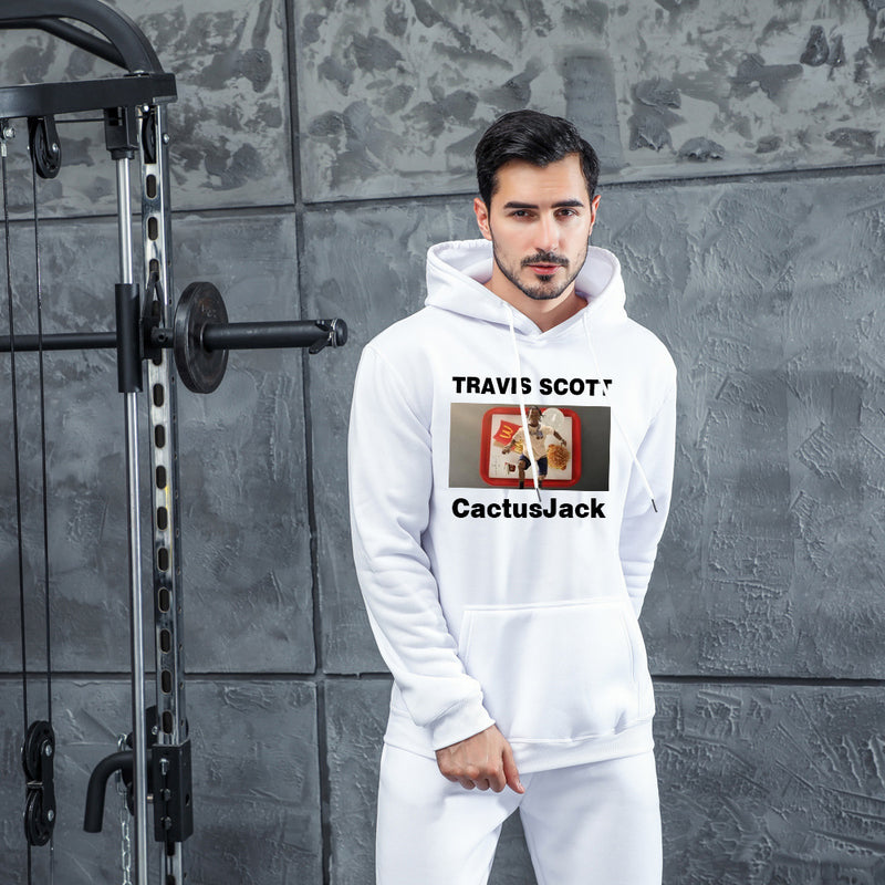 Men Graphic Hoodie Travisscott Cactusjack Male Velvet Padded Hooded Sweatshirt