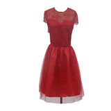 Women Lace Wedding Dress round Neck Backless Dress