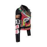 Punk Rock Jacket Fall/Winter Rivet Coat Top Slim-Fit Leather Coat Women