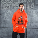 Men Graphic Hoodie Fashion Casual Velvet Padded Hooded Sweatshirt