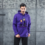 Men Graphic Hoodie Fashion Casual Velvet Padded Hooded Sweatshirt