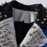 Women's Leather Jacket Biker Motorcycle Coat Printed Coat Contrast Color Coat Women's Slim-Fitting Biker Leather Coat Women's Top