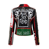Punk Rock Jacket Fall/Winter Jacket Printed Rivet Coat