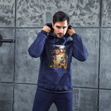 Men Graphic Hoodie Fashion Casual Men and Women Velvet Padded Hooded Sweatshirt