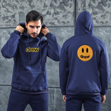 Men Graphic Hoodie Fashion Casual Smiley Face Drew Men and Women Velvet Padded Hooded Sweatshirt